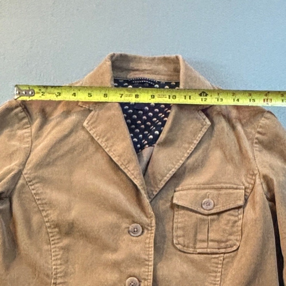 Lands End Corduroy Blazer Womens 12 Tan Brown Utility Jacket Dark Academia - Picture 4 of 9